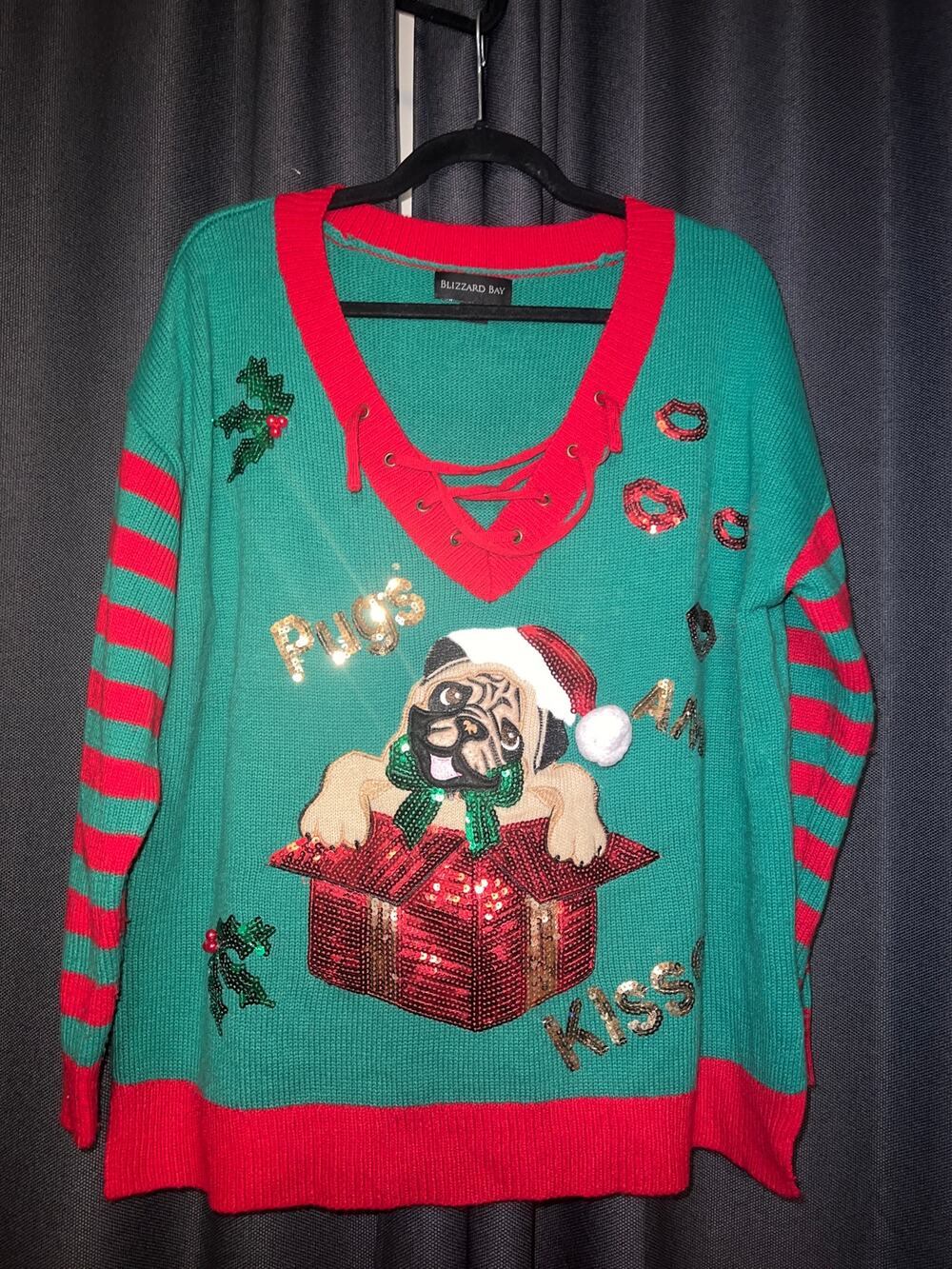 Ugly Christmas Sweater Xmas Size XL Dog Pug
